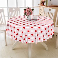 Aperturee Pink Red Heart Pattern Round Tablecloth Geometric Heart Pattern Prop